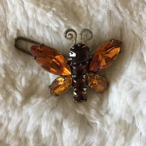 Tarina Tarantino butterfly clip Swarovski orange